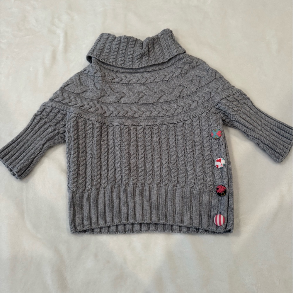 Matilda Jane Gray Cable Knit Turtleneck Crop Sweater